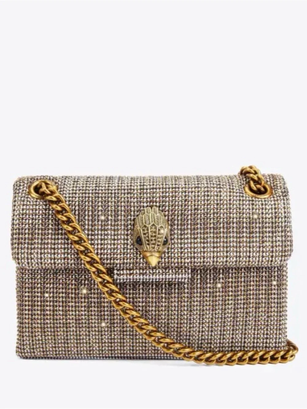 Gold Kurt Geiger Crystal-Embellished Chain Shoulder Bag, NWT